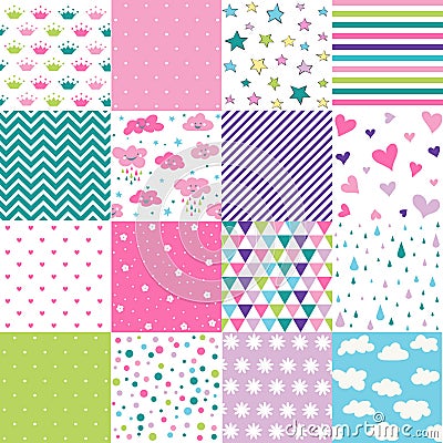 Cute Baby Background Seamless Pattern Vector Illustration