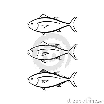 Bluefin tuna icon logo flat vector illustration Vector Illustration