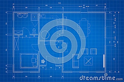 Blueprint of architect plan for house construction Stock Photo