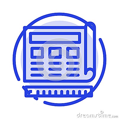 Blueprint, Blue, Print, Website, Web Blue Dotted Line Line Icon Vector Illustration
