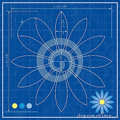 Blueprint of a flower Vector Illustration