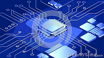 Blueprint of Future Computing: AI Circuits and Processors Stock Photo