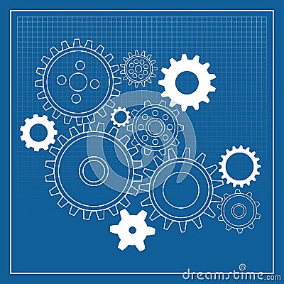 Blueprint gear wheels Stock Photo