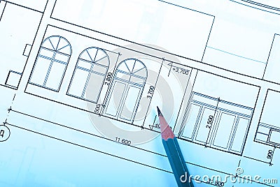 Blueprint of house Stock Photo