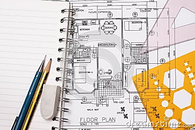 Blueprint house plan Stock Photo