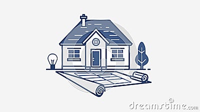 Blueprint Icon with Lightbulb: Professional Design Blueprint Icon Usage in Visualizations Vector Illustration