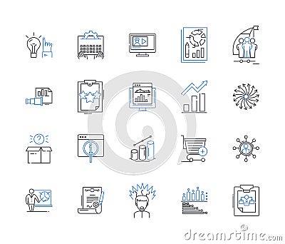 Blueprint and map line icons collection. Cartography, Navigation, Design, Surveying, Architecture, Engineering Vector Illustration