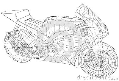 Blueprint sport bike. EPS10 format. Vector created of 3d Vector Illustration