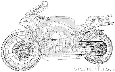 Blueprint sport bike. EPS10 format. Vector created of 3d Vector Illustration