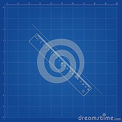 Blueprint template, with square grid for guides and reference Vector Illustration