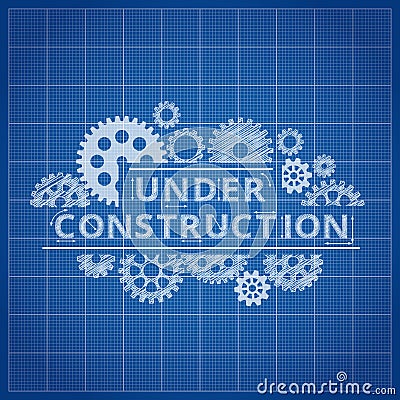 Blueprint website backdrop. Under construction blue print background Vector Illustration