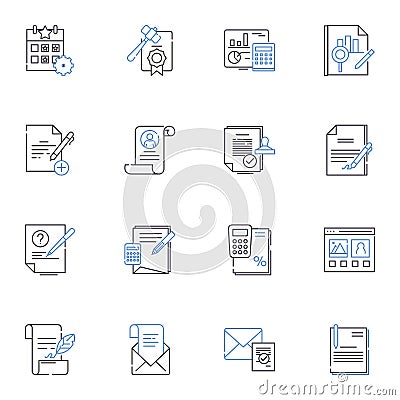 Blueprinting scheme line icons collection. Blueprint, Scheme, Design, Planning, Strategy, Framework, Layout vector and Vector Illustration