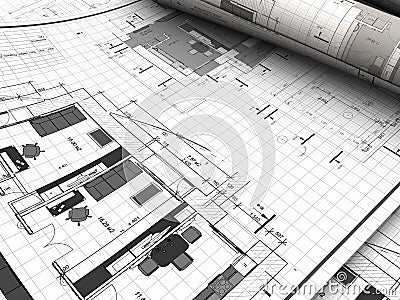 Blueprints Cartoon Illustration