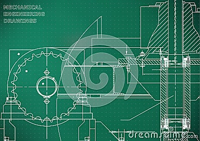 Blueprints. Engineering backgrounds. Mechanical engineering drawing Vector Illustration