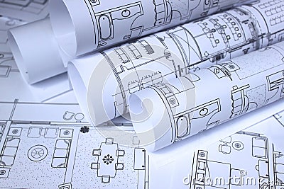 Blueprints for home, office Stock Photo