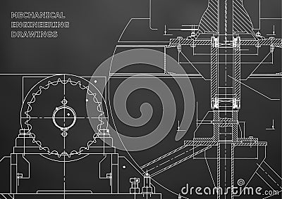 Blueprints. Mechanical construction. Engineering illustration Cartoon Illustration