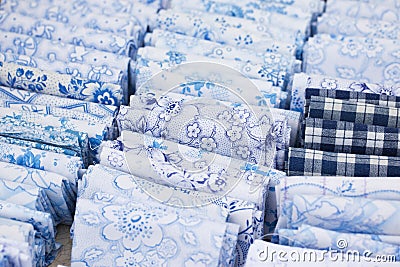 Blueprints - textile prints on linen made using the blueprint process Stock Photo