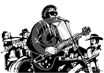 Blues and country jazz guitarist Vector Illustration