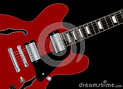 Blues Guitar On Black Vector Illustration