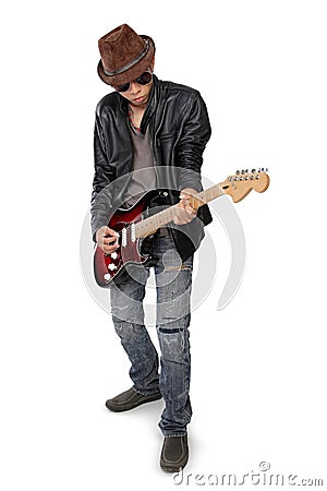 Blues guitar player cool attitude Stock Photo