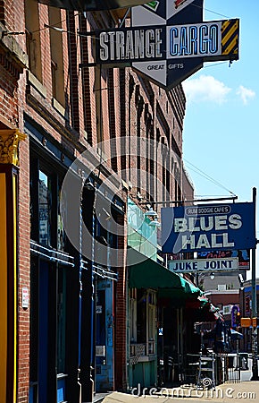 Blues Hall in Downtown Memphis, Tennessee Editorial Stock Photo