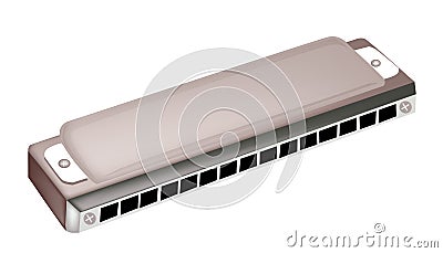 A Blues Harmonica Isolated on White Background Vector Illustration