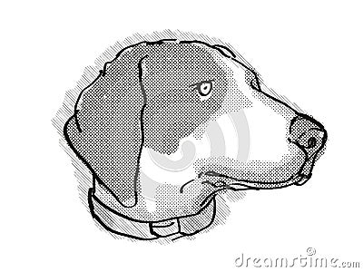 Bluetick Coonhound Dog Breed Cartoon Retro Drawing Stock Photo