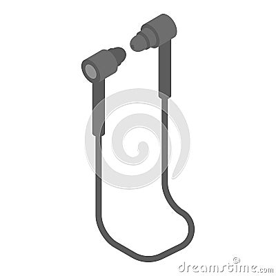 Bluetooth earphone wire icon, isometric style Vector Illustration