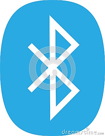 Bluetooth Flat Icon On Blue Background Vector Illustration