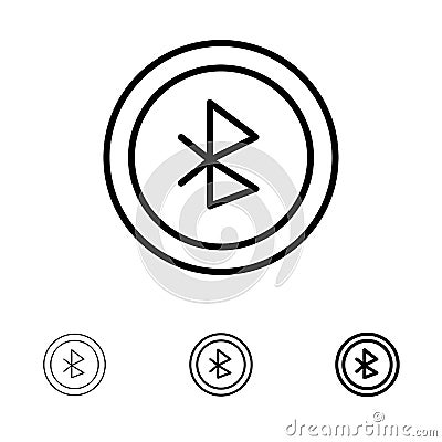 Bluetooth, Ui, User Interface Bold and thin black line icon set Vector Illustration