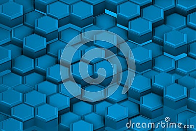 Bluish construction of architectural hexagons. Stock Photo