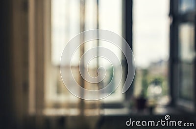 Blur background. room, a window. view of the city. office, city view background Stock Photo