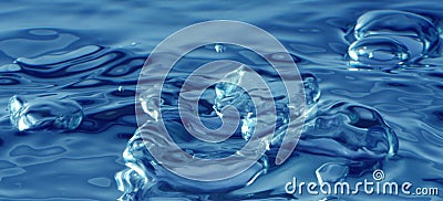 Blur Blue Water bubble drops splash horizontal background Stock Photo