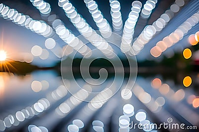 Blur or bokeh abstract lot of lighting at night background. Out of focus dreamy busy night life effect Stock Photo