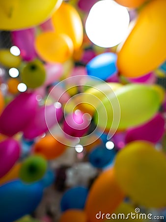 Blur Brightly Colored Ballons Flying Stock Photo