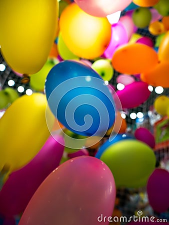 Blur Brightly Colored Ballons Flying Stock Photo