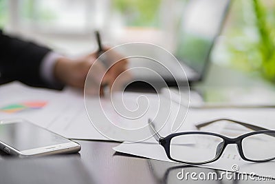 Blur Businessman Planning Startup Stock Photo