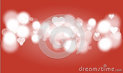 Blur heart bokeh for Valentines day holiday background. Luxury white light-colored. Vector Illustration