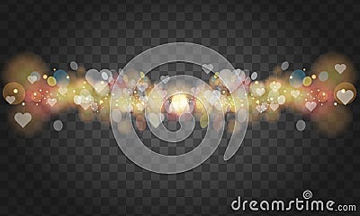 Blur heart bokeh for Valentines day holiday background. Luxury white light-colored. Stock Photo