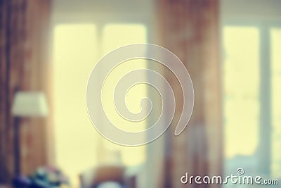 Blur image of modern living room interior big windows and sunlight Stock Photo