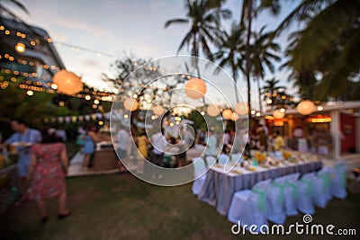 blur image of outdoor wedding party Stock Photo