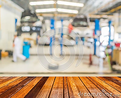 blur image of worker fixing car in ther garage. Stock Photo