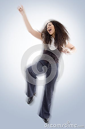 Blur image of young happy female Stock Photo