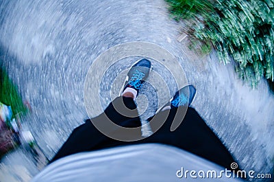 Blur legs in the cycle Stock Photo