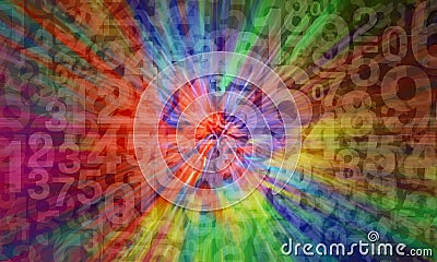 blur numbers are overlaid from top to bottom on motion gradient colorful background, banner, template, number, background, web, Stock Photo