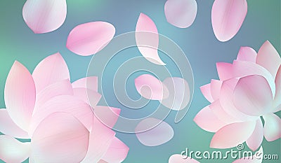 Blur pink background with pink petal of lotus Vector Illustration