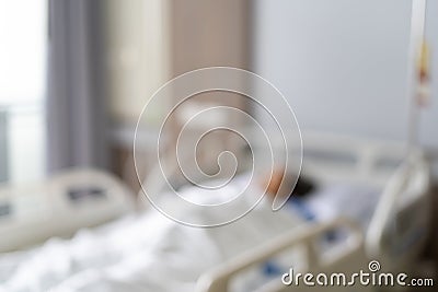 The blur of the sick patient get treatment on the bed inside the hospital elegant beautiful. picture for background. Hospital conc Stock Photo