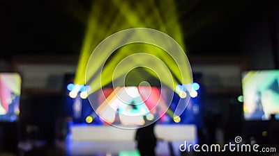 blur stage lights and spotlight lights on concert or event Stock Photo