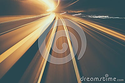 Blur of train at night Stock Photo