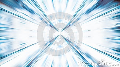Blur zoom abstract background in blue and white, vanishing point diminishing perspective. Information technology, tech wallpaper Stock Photo